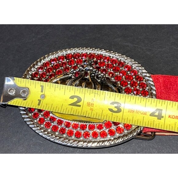 Red Rhinestone Crown Belt Buckle Genuine Leather Belt 30 In Sparkle Queen Jewels main image 10
